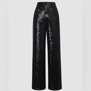 Women’s Sincerely Jules Sequin Lined Black Flare Pants Size XS